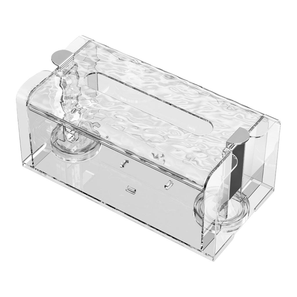 Suction Cup Tissue Box High Capacity Tissue Box Suitable Waterproof Designer Ripple Tissue Box Bathroom Kitchen Tissue Storage