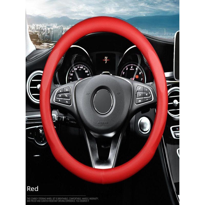 New All-Season Universal Car Steering Wheel Cover, Genuine Leather Steering Wheel Cover, Cowhide Korean Style Hand-Shaped Car Handle Cover