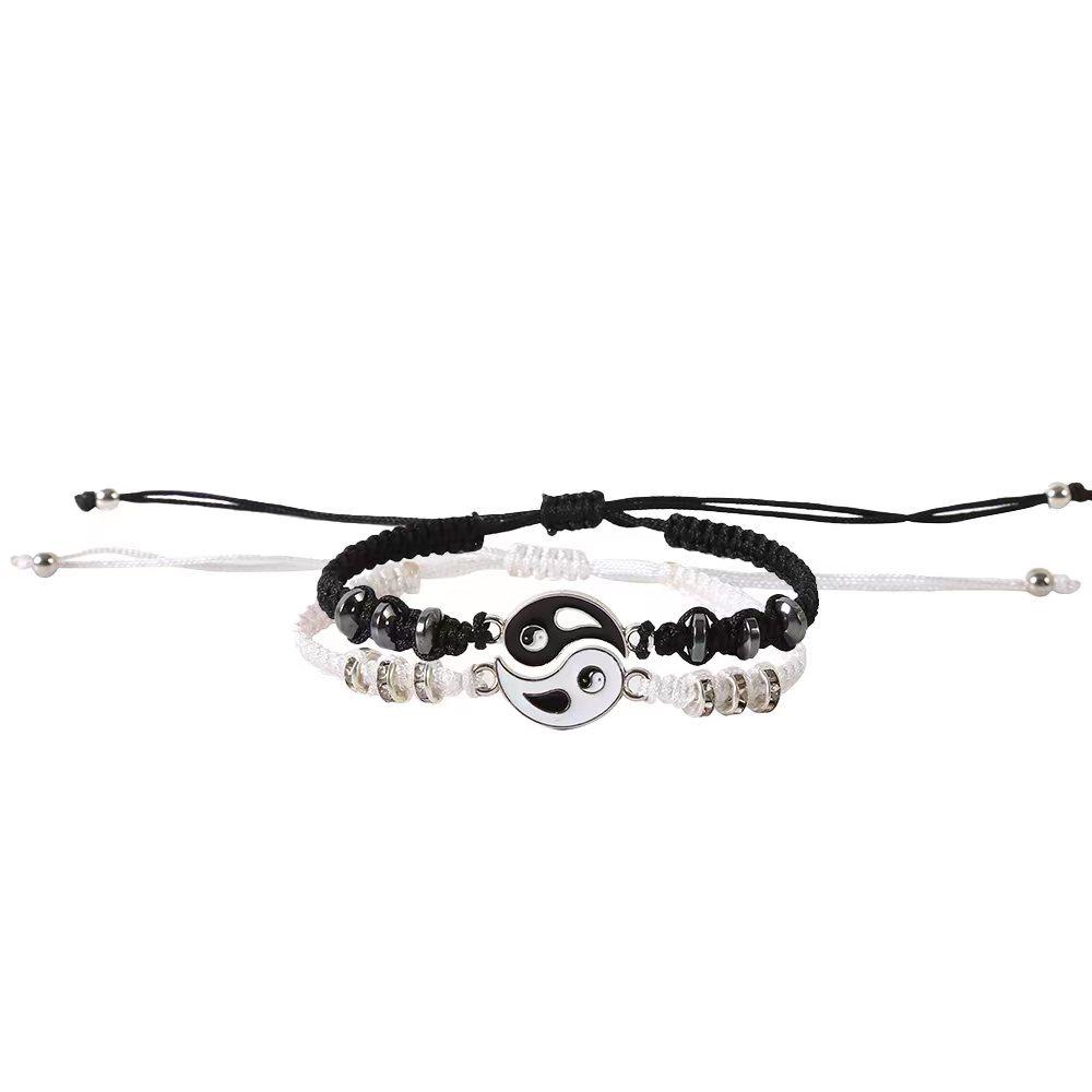 Alloy Tai Chi Bagua Hand-Woven Couple Bracelet Set