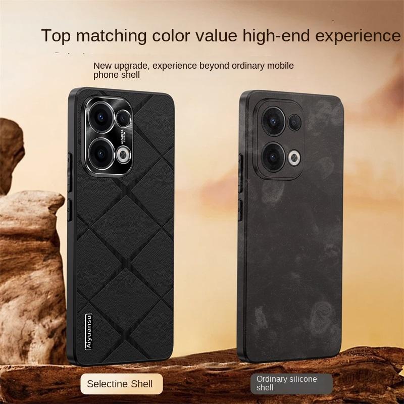 For OPPO Reno 13 13 Pro High-luxury Vegan Leather Metal Lens Protection Anti-drop and Anti-fingerprint Phone Case