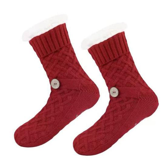 1 Paar USB Beheizte Fleece Socken Herren Damen Winter Elektrische Gestrickte Haus Thermosocken Hausschuhe Heizkissen Fußwärmer mit Rutschfesten Grippern