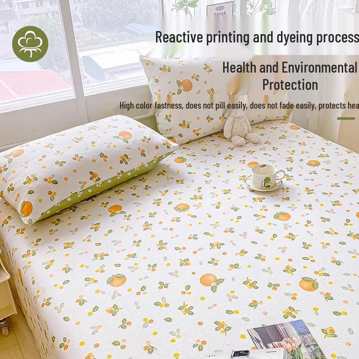 Pure Cotton Three-Piece Bed Sheet Set - Coarse Cloth, Fitted, Suitable for Dorms and Babies