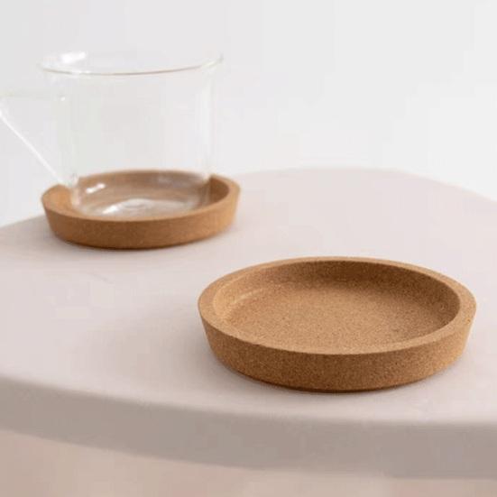 Coaster, Strong Heat Insulation Cork Coaster, Anti-Slip Performance Round Cork Coaster with Three-Dimensional Rim Design