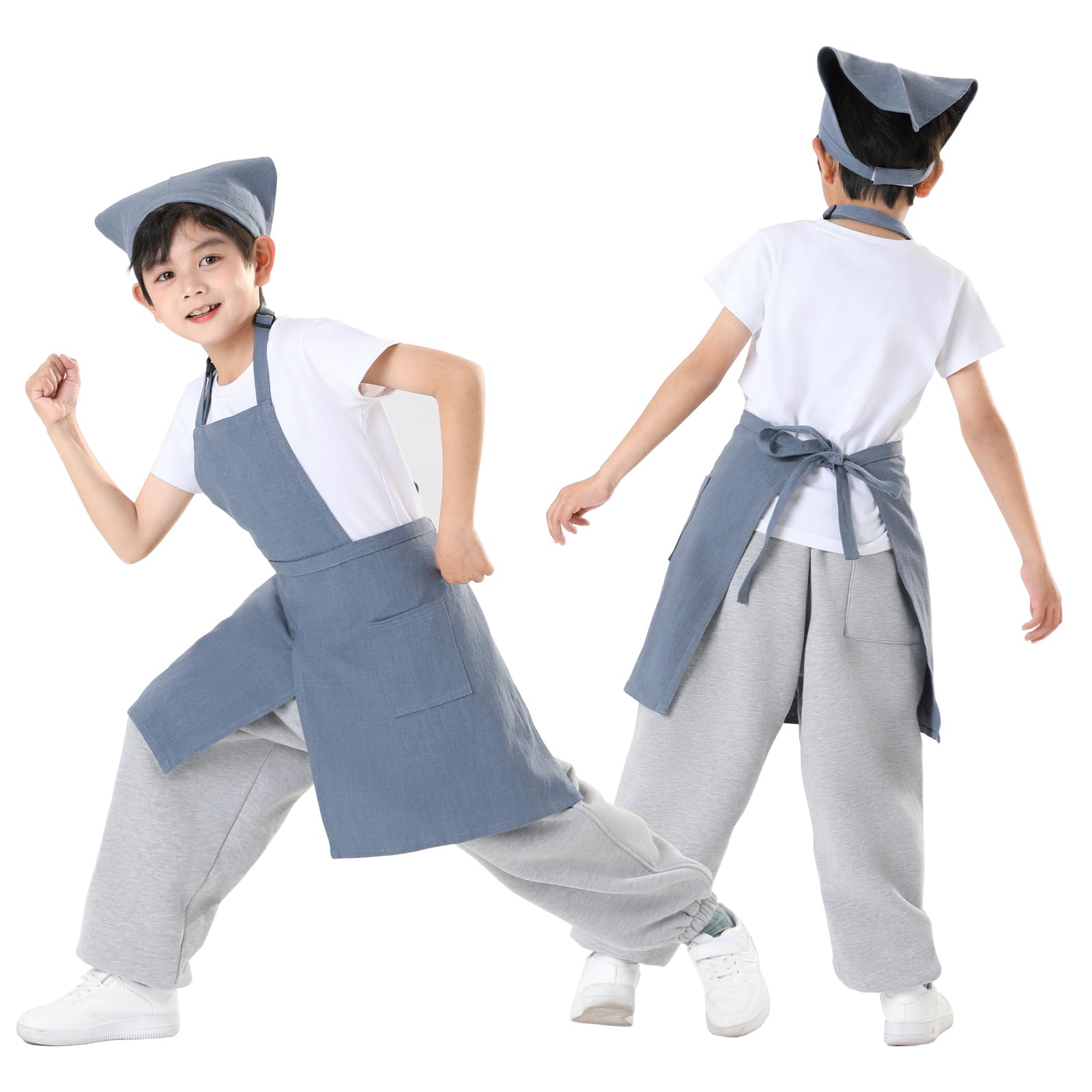 

Slit Pair Triangle Elementary School Cooking Set S [Maifunn] Kids Apron, Parent-Child Apron, Linen, Stylish, Parent-Child (Includes Scarf), Kids,