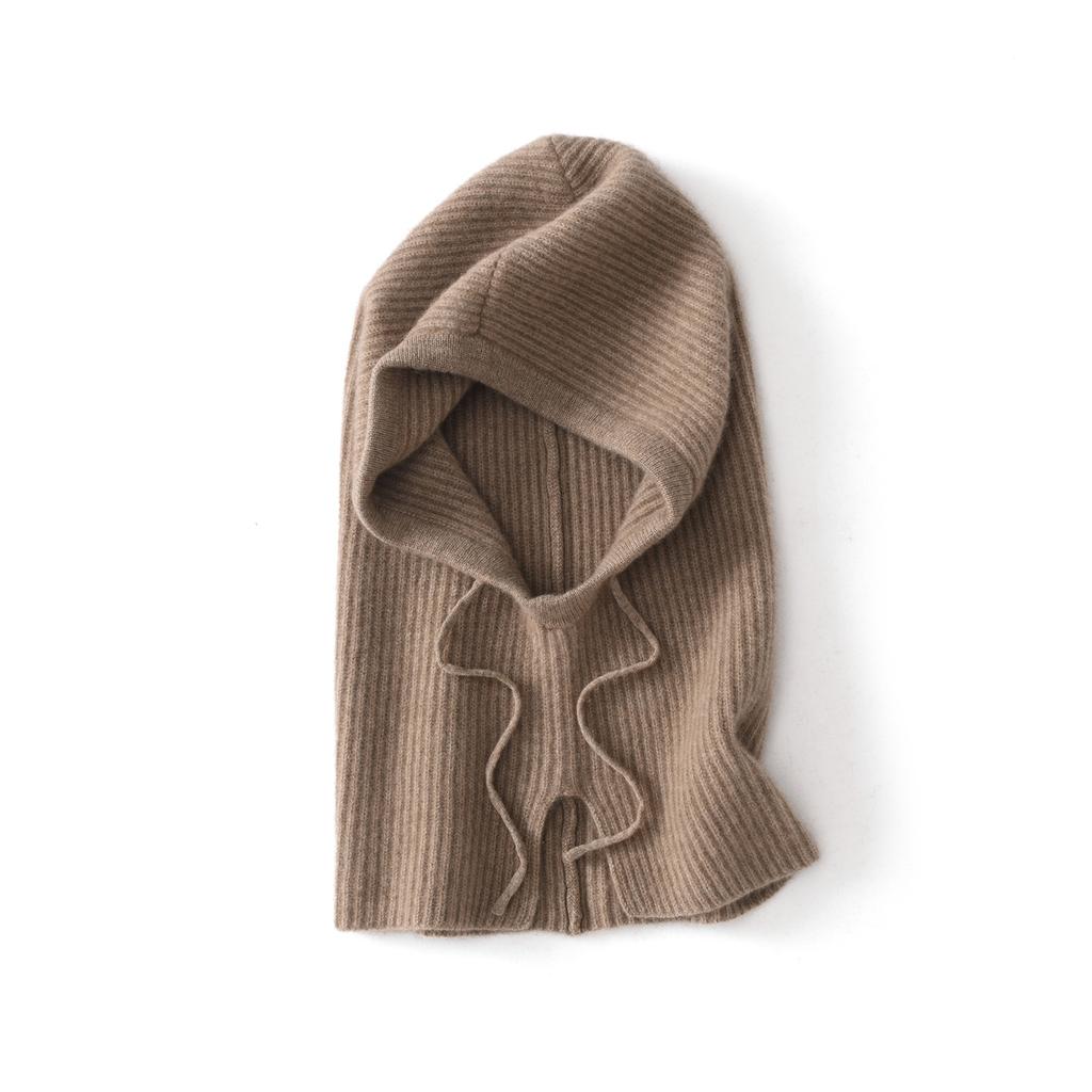% Cashmere, Winter Cycling Neck Guard Knitted Wool Pullover Hat Elastic Band Solid Color Simple Hat