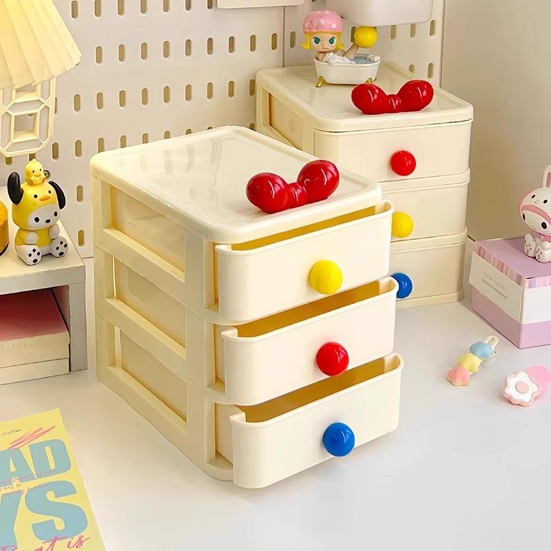 Desktop Storage Box Colorful Ball Home Office Storage Three Layers Drawer-style Storage Box Cosmetic Organizer Box