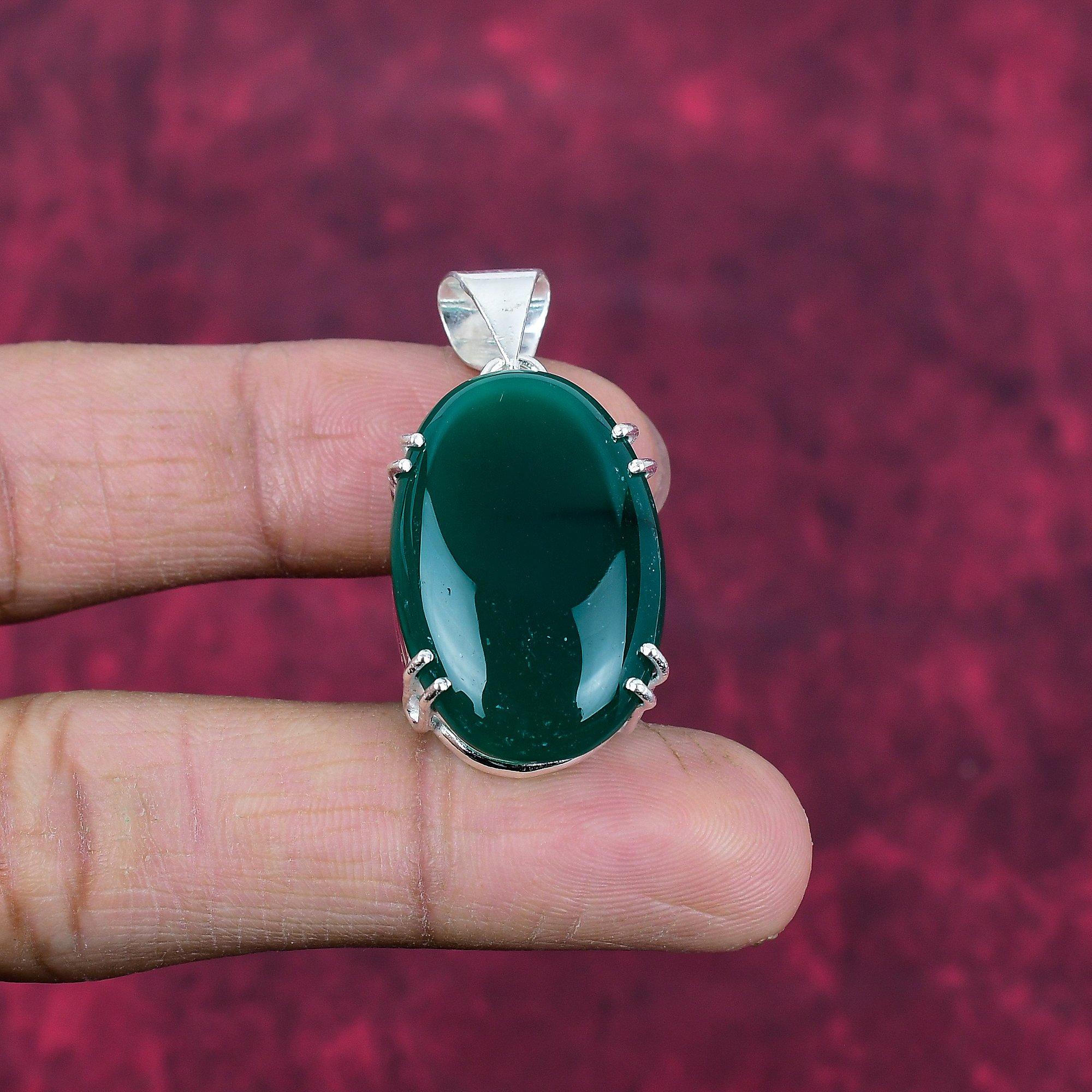 

Кулон из зеленого оникса Ювелирные изделия ручной работы из драгоценных камней, кулон из стерлингового серебра 925 пробы, уникальный дизайн ювелирных изделий 1.65 Inches зелёный