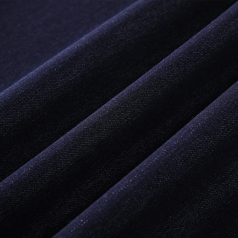 Women's High-Waist Dark Blue Denim Pleated Midi Skirt, 2025 New A-Line Slimming Design