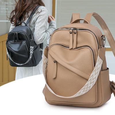 Damen Rucksack aus weichem Leder mit großem Fassungsvermögen, Reisetasche, tragbarer Pendler-Schulrucksack