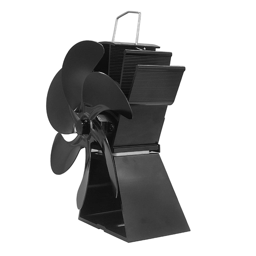 6 Blade Black Stove Fan Aluminum Alloy Silent Efficient Heat Distribution