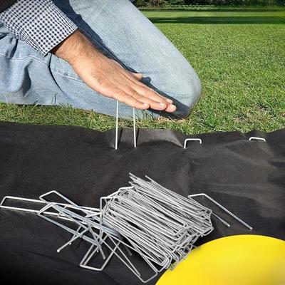 15pcs U-Shaped Ground Nail, Outdoor Lawn Grass Proof Cloth Fixed Ground Nail, Horticultural Metal Ground Plug-In Nail Ground Cloth Nail
