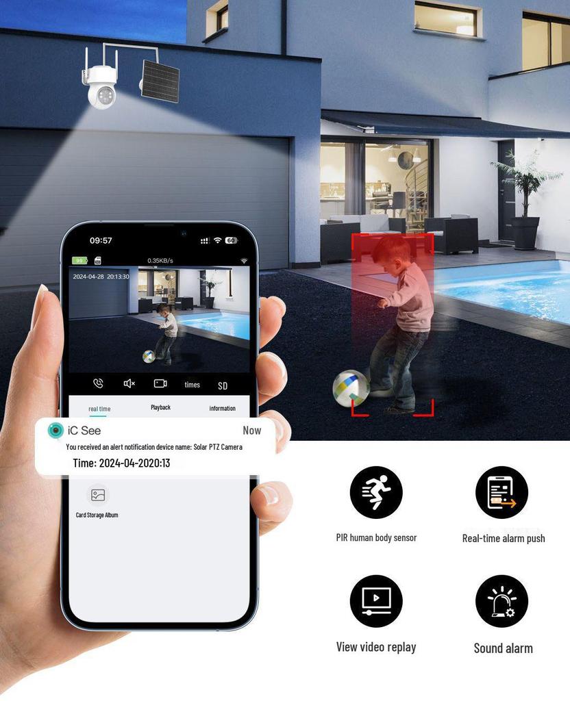 ICSEE Solar-Powered Remote Home Camera with Ultra-Long Standby and No Plug Required