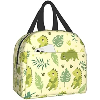 Niedliche Dinosaurier und Palmblätter Lunchbox Wiederverwendbare Lunchtasche Arbeit Bento Kühltasche Wiederverwendbare Tragetasche Picknickboxen Isoliert für Kinder
