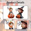 2pcs Witch Doll Pumpkin Girl Figurines Resin Halloween Party Ornaments  Bedroom Desk Decoration