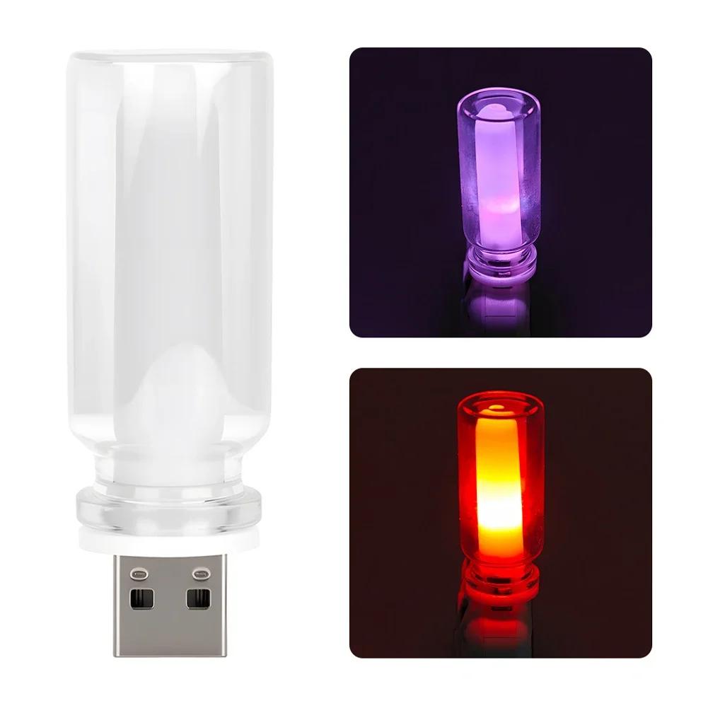 Rainbow Color Car USB LED Atmosphere Light Universal 5V Retro Candle Style Incandescent Bulbs Car Decoration Lamp
