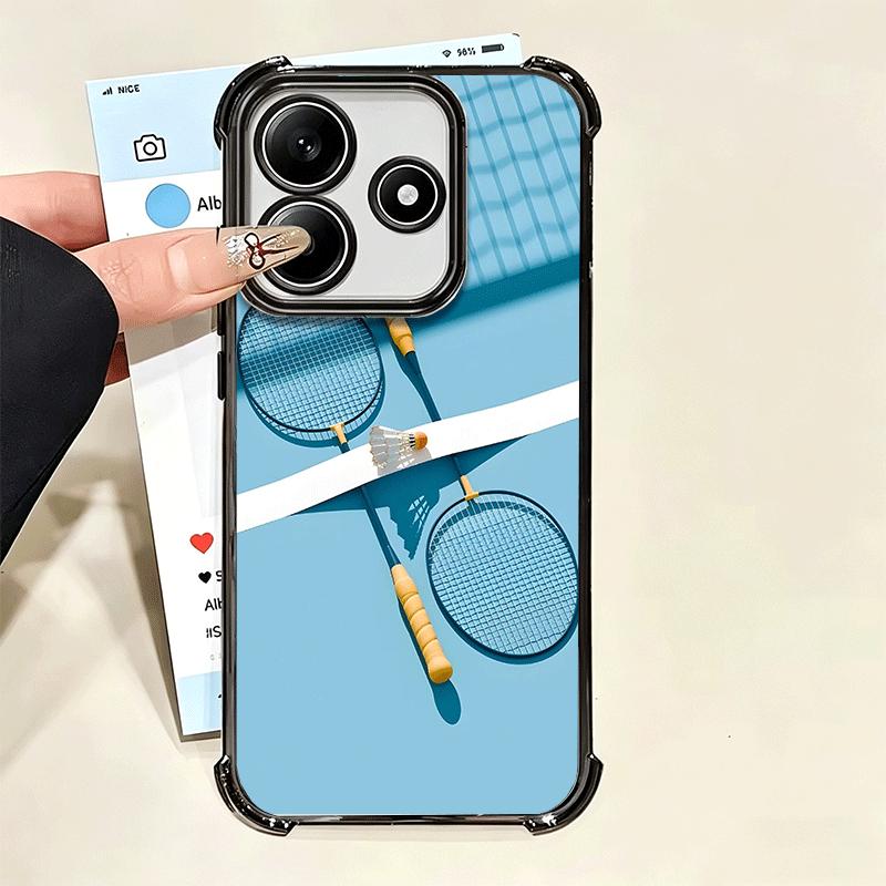 Badminton Sport Plating Phone Case For Xiaomi Poco X5 X6 X7 X8 Pro Max F8 Ultra F7 M8 M7 M5S Redmi 15C 15 14C 13C 13 X3 12C F6