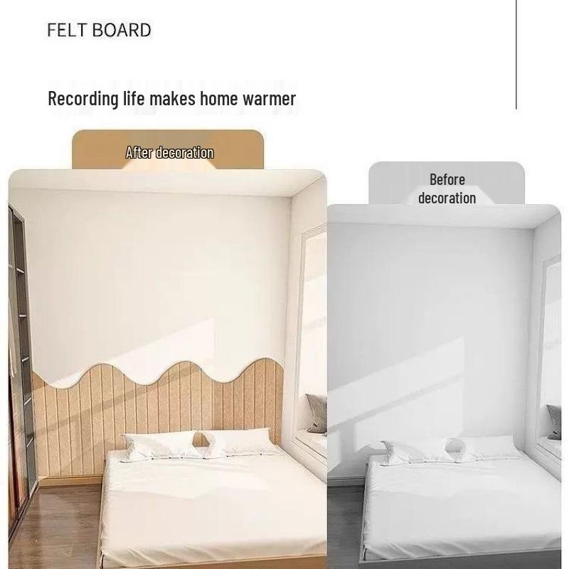 Upholstered Felt Bedside Wall Stickers - Anti-Collision Bedroom Decor and Tatami Bed Wall Cover-Up.