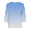 Damen Casual V-Ausschnitt Bluse mit Farbverlauf Blumenprint, geteiltem Saum und 3/4-Ärmeln