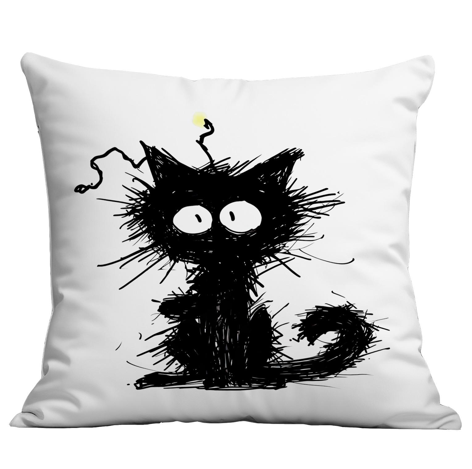 

Новые мультяшные линии черный кот простой принт наволочка домашняя диванная подушка наволочка 45 * 45Cm