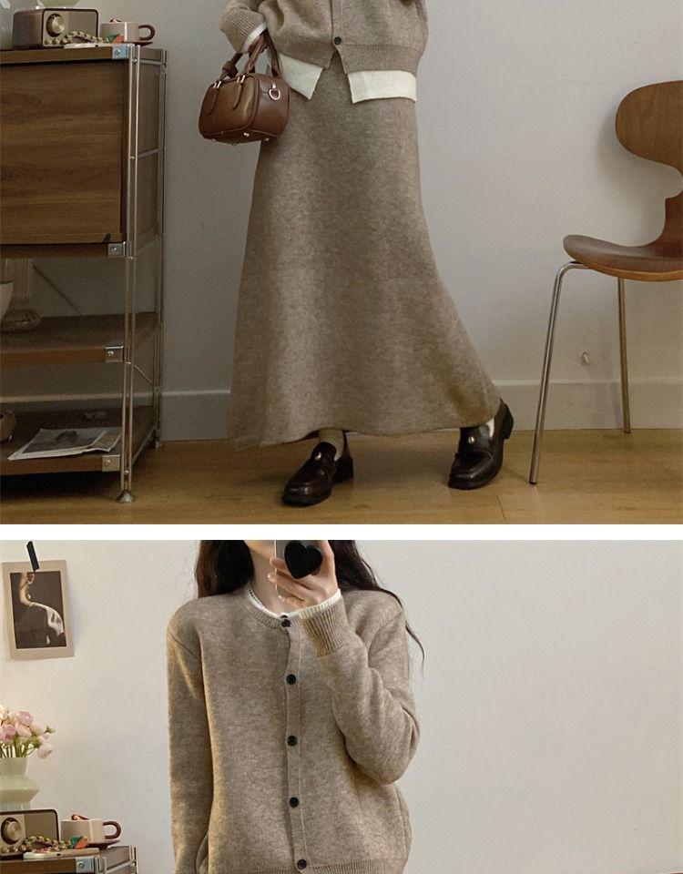 Women's Trendy Autumn/Winter Knitted Two-Piece Skirt Set