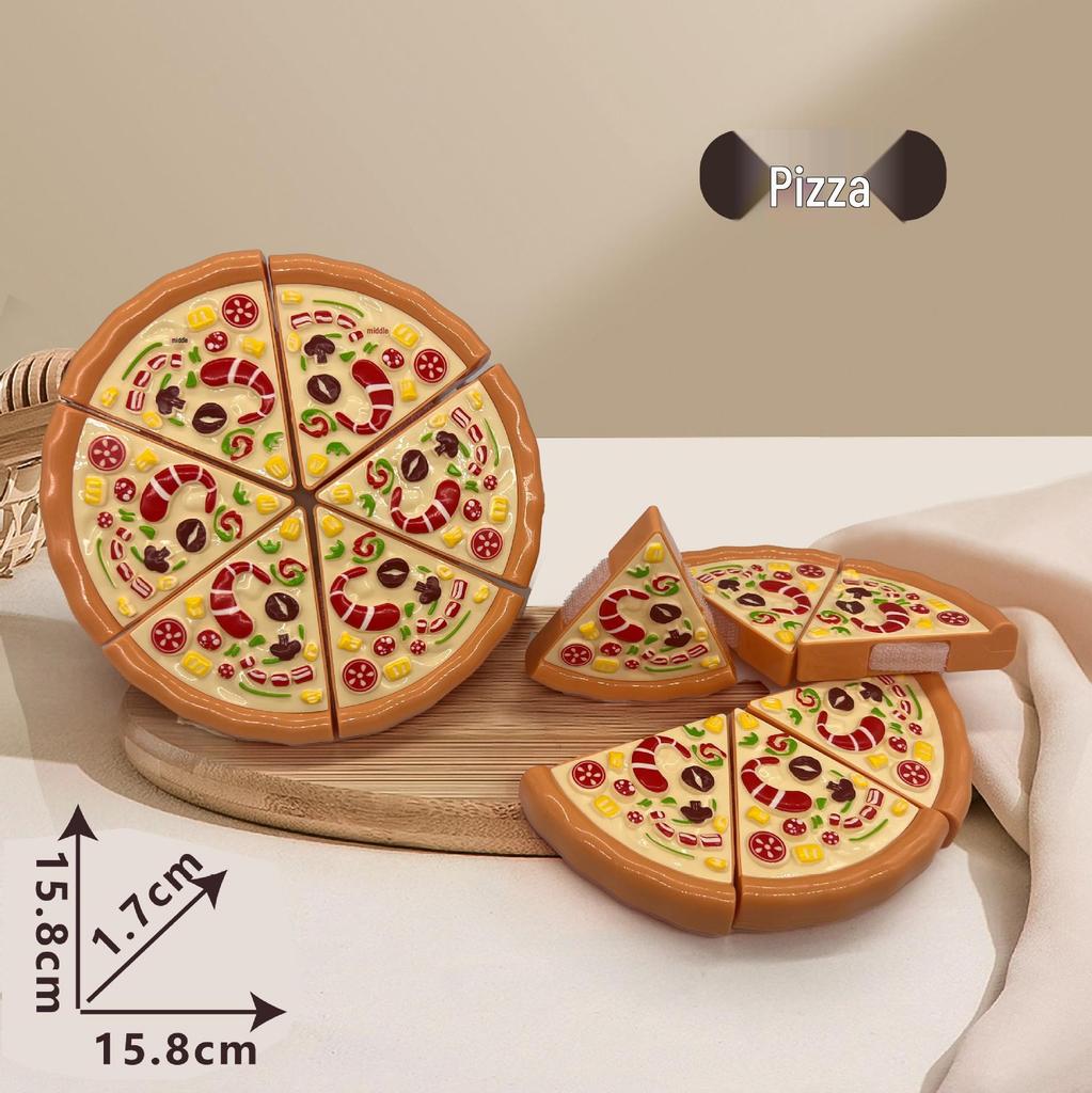 Children's Pretend Play Food Set with Cutting Fruits, Vegetables and Pizza