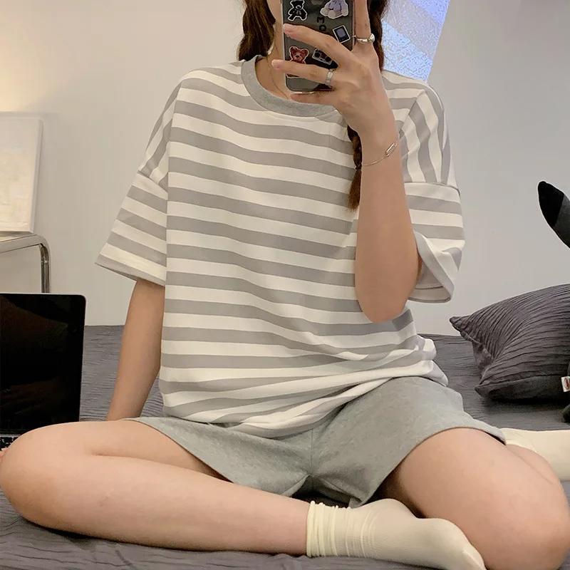 Pajamas Female Short-Sleeved Short Sweet Wind Suit School Pajamas Cartoon Bear Short-Sleeved Outside Wear Homewear