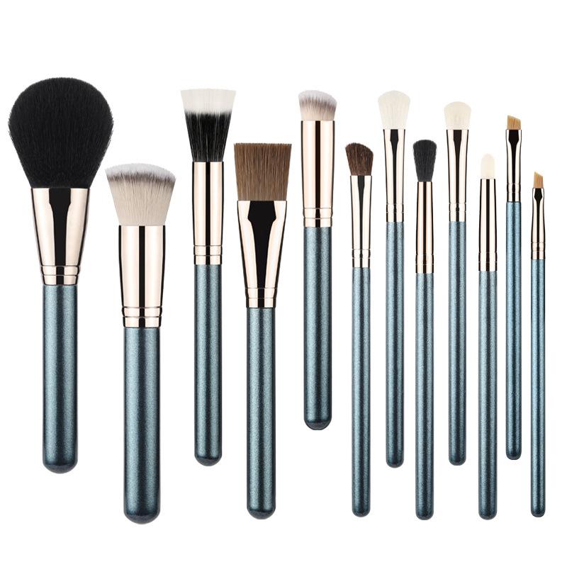 12 makeup brush set with blue butterfly bag, loose powder brush, foundation brush, eye brush, concealer brush, beauty tool now