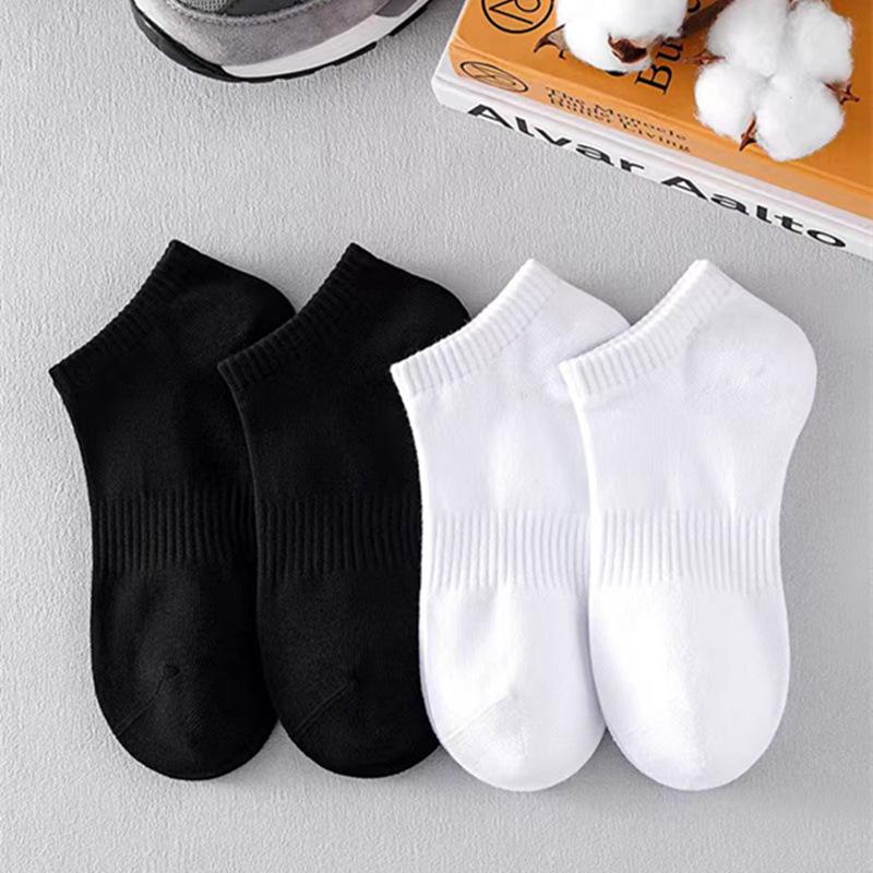 White Black Unisex Socks Solid Color Short Socks Men Breathable Socks