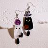1PAIR popular Halloween black and white ghost pumpkin bat acrylic earrings funny niche design creative earrings