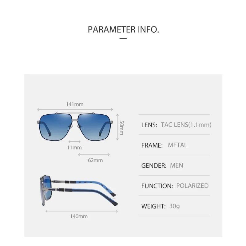 Fashion Square Polarized Sunglasses Men High Quality Spring Hinge Sun Glasses Anti-glare Driving Travel UV400 Lens Goggles