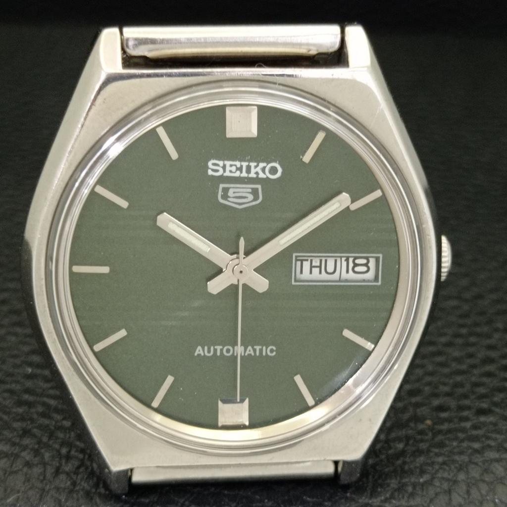 JAPAN VINTAGE SEIKO 5 AUTOMATIC 6309A MENS GREEN COLOR DIAL WATCH a500802-5 R154-a500802
