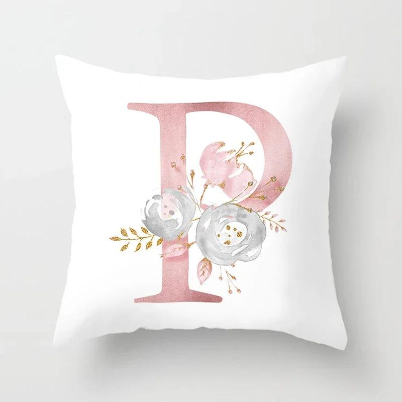 Sweet Pink Pillowcase Decoration 26 Letters Pillowcase Pillowcase Car Cushion Cover Home