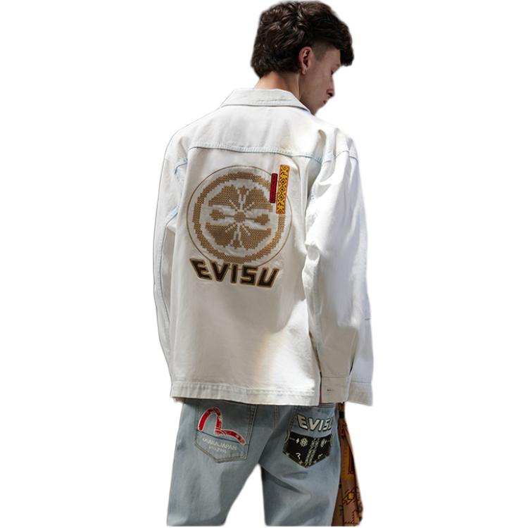 Evisu Letter Pattern Logo Print Single-Breasted Long Sleeve Shirt Unisex shirts 2ESHTM3SJ718XXDN