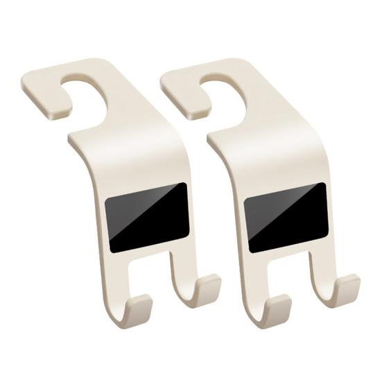 

2Pcs Car Headrest Hook Heavy Duty Car Seat Hooks Double Hook Vehicle Storage Organizer for Fits Most Cars Bags Coats бежевий