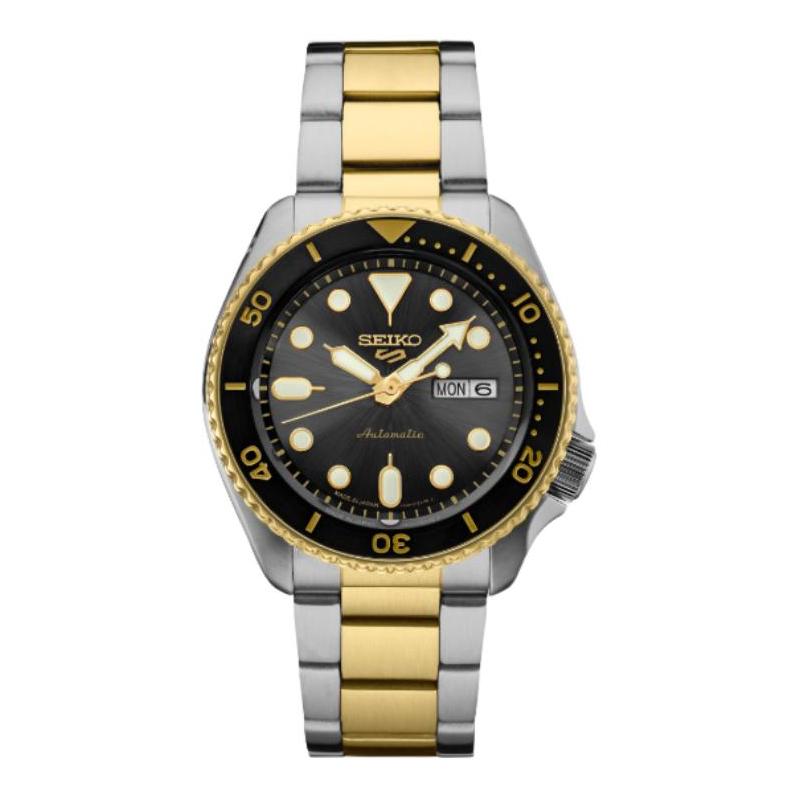SEIKO seiko5 100 meters waterproof Automatic Steel Strap 42.5mm men s watch black dial SRPK22 чёрный