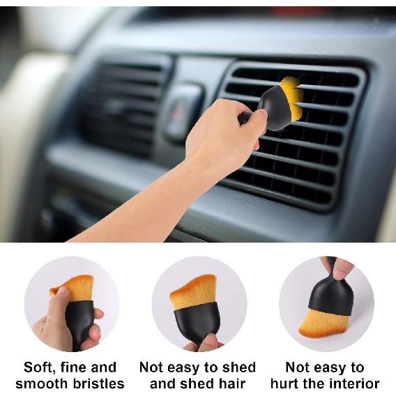 Car Detailing Brush Dusting Brush, Car Interior Detailing Brush (4Pcs) – Soft Bristle Interior Cleaning Tool with Curved Design, Auto Detailing