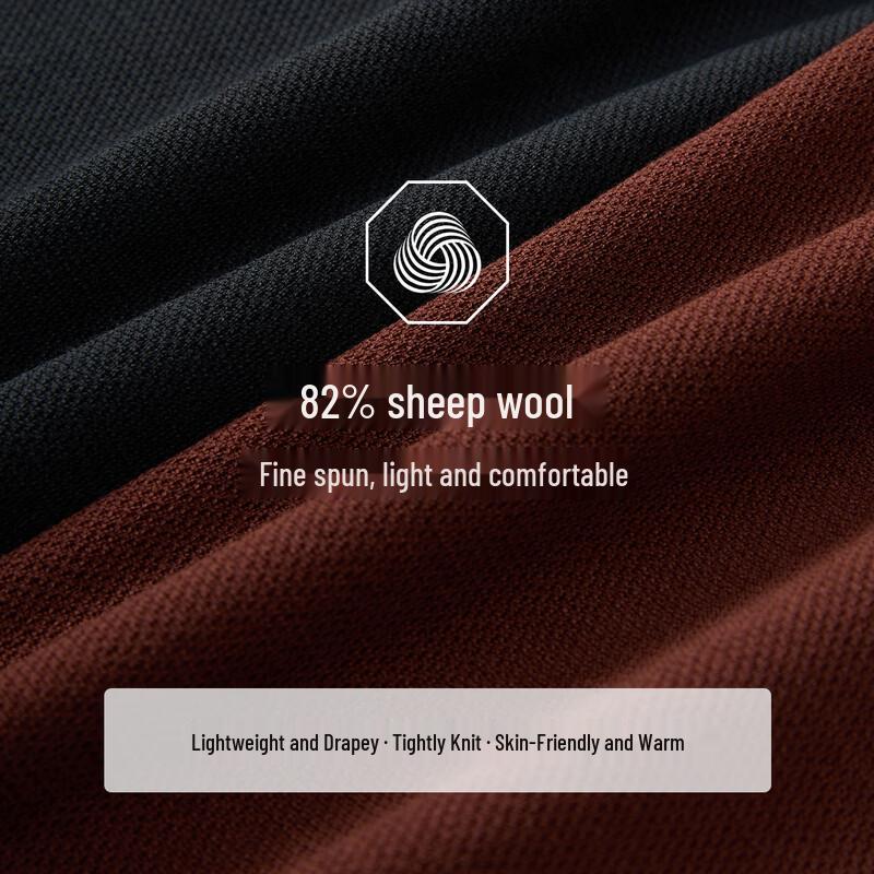 Langdeng Men's Round Neck Pure Color Knitted Wool Sweater