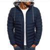 Simple Fashionable Elegant Men's Hooded Cotton Jacket Solid Color Men's Coat