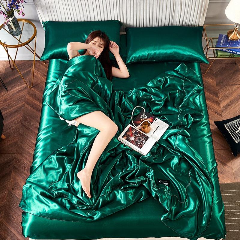 Satin Silk Cooling Blanket Summer Ice Silky Cooling Polyester Fibre Home Healthy Sleep Thin Quilt Smooth Blankets