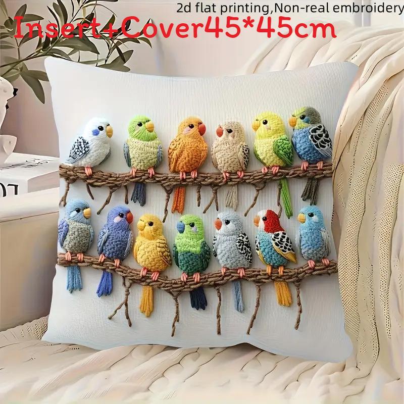 Animal Series Plush Bird Cushion Cover With Soft Short Pile For Living Room Decor