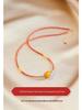 Nanhong Agate & Amber Red Beaded Pendant Choker Necklace