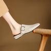 Mode 2025 Nouvel Été Femmes Mules Cuir Véritable Chaussures Femme Bout Carré Chaussures à Talons Carrés Bout Couvert Sandales Slingback Tissage Pantoufles
