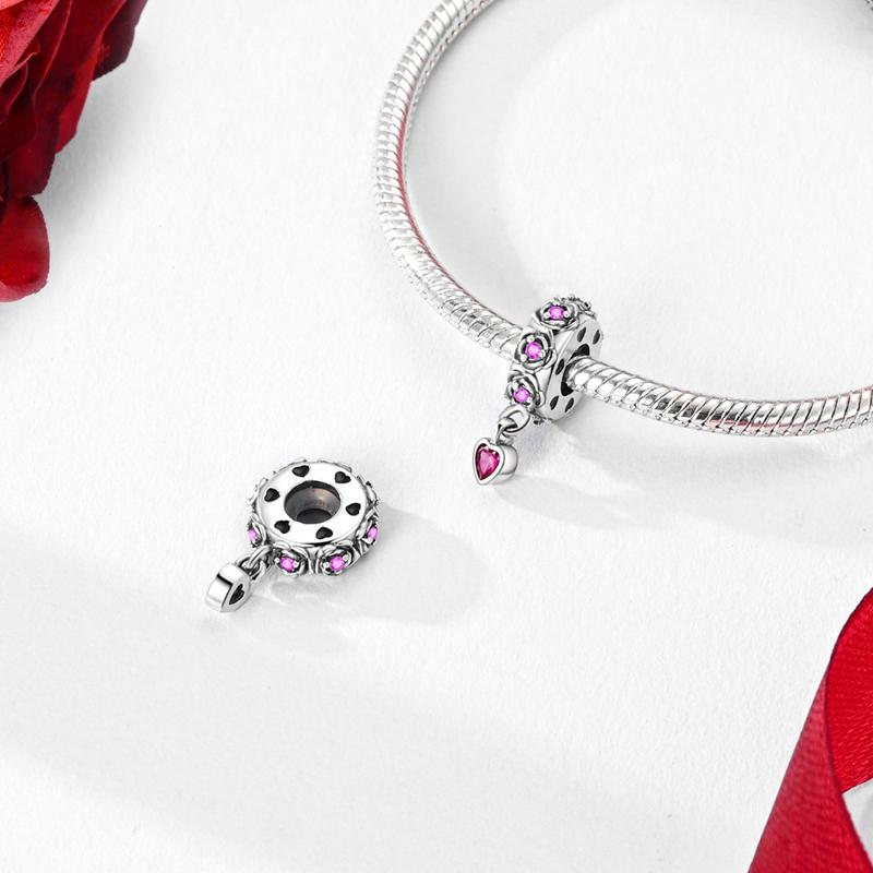 Real Copper Pink Series Heart Charms Beads Fit Qikaola Original Bracelets Diy Mother'S Day Jewelry Gift For Mom