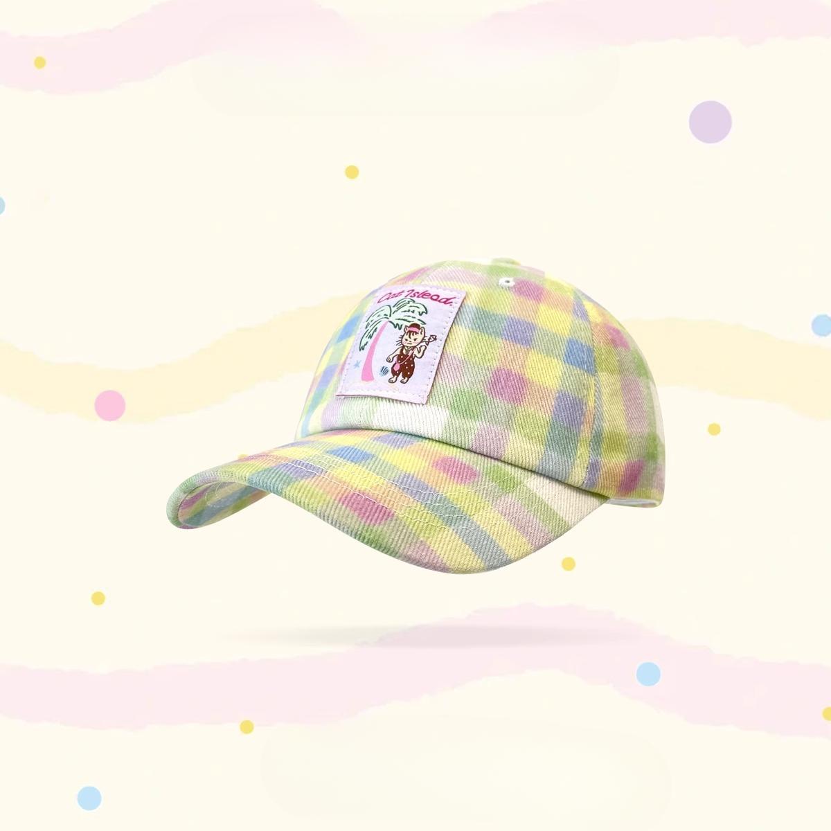 

Стильная мультяшная вышивка, модная розовая контрастная бейсболка, милая и забавная, необходимая солнцезащитная шляпа, розовая хлопковая M（56-58cm）