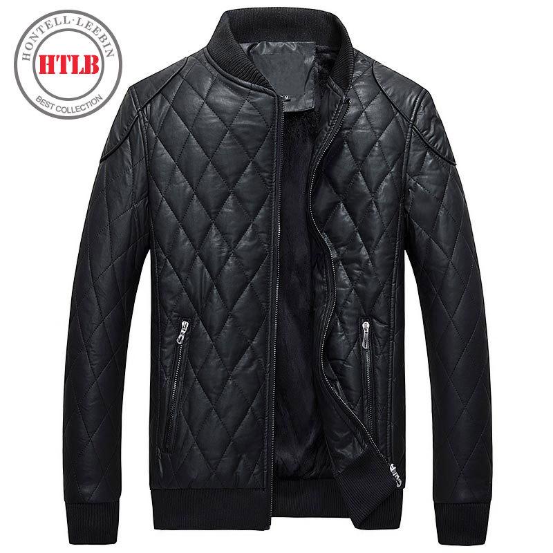 Winter Pu Leather Casual Men Thermal Coats Male Motorcycle Faux Leather Jackets 
