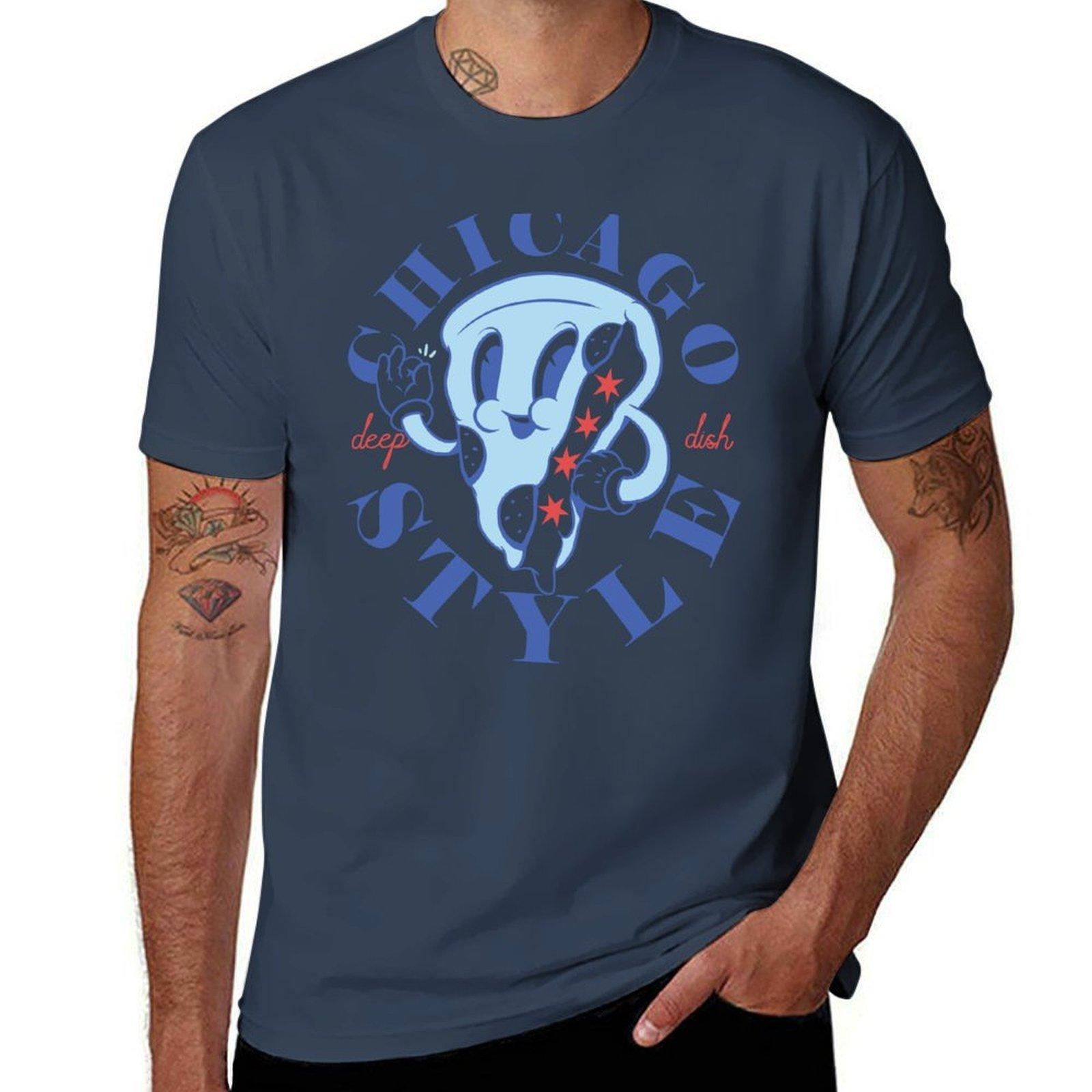 Chicago Style Pizza Flag Deep Dish Traditional Specific Signature Food Famous Stuffed Chicago Flag Pizza Chicago Illinoi Tshirt S