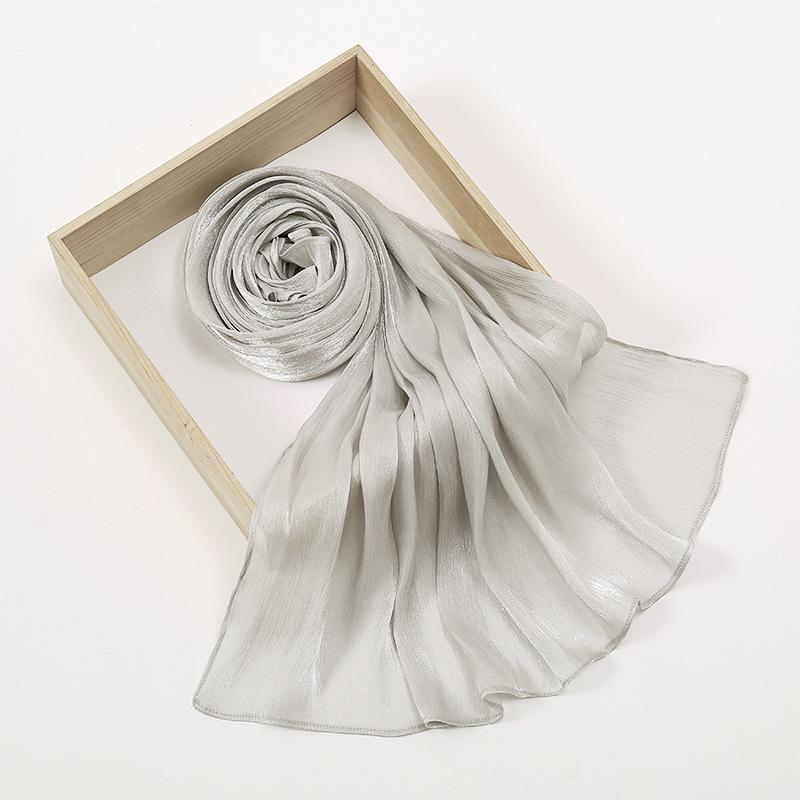 Dámský letní zářivý hedvábný saténový šátek - lehký, nemačkavý, jednobarevný