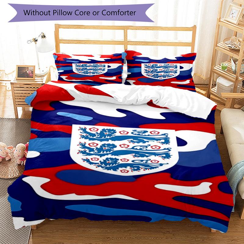 Set Copripiumino con Stampa Stemma Calcio Inghilterra – include 1 copripiumino e 2 federe coordinate Arredo Camera da Letto Regali di Natale