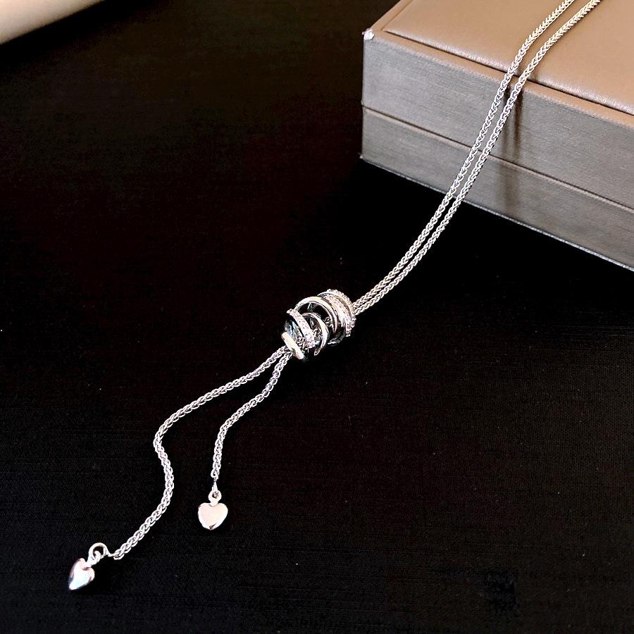 Korean ins style simple zircon circle twisted tassel necklace women s sweater chain necklace