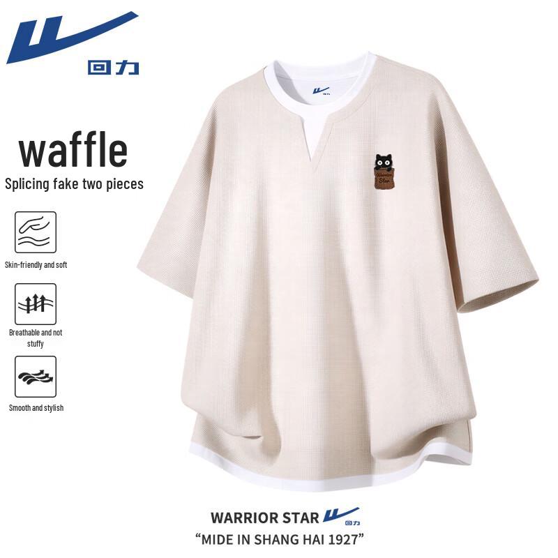

Warrior Cute Cat Print Waffle Short Sleeve T-Shirt L